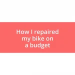 How I repaired my bike on a budget