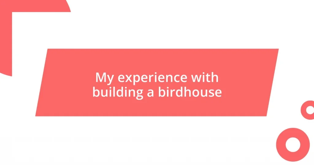 My experience with building a birdhouse