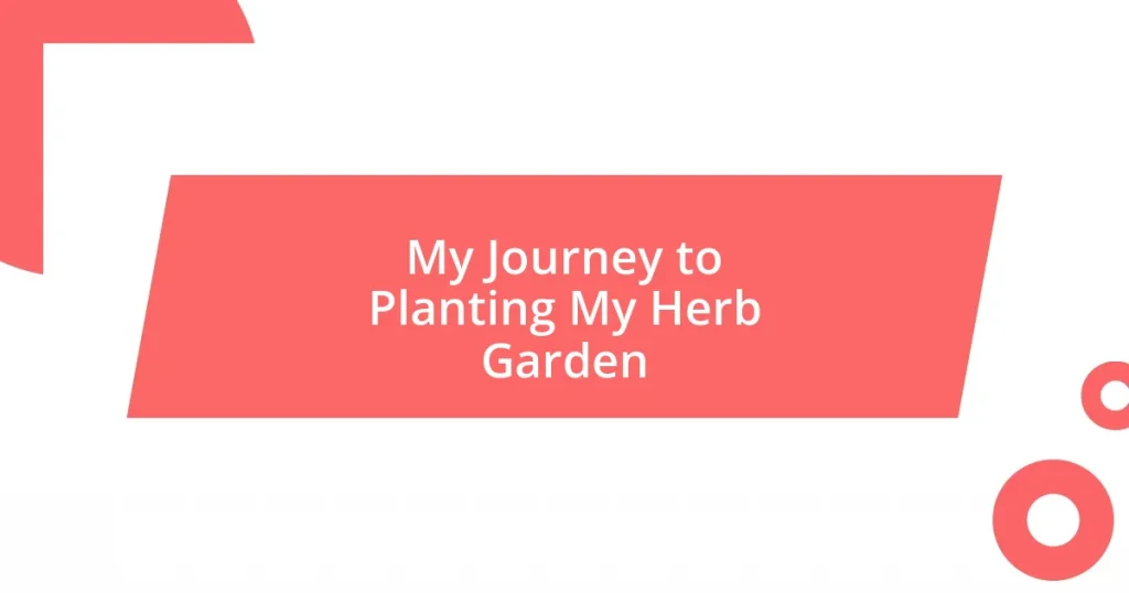 My Journey to Planting My Herb Garden