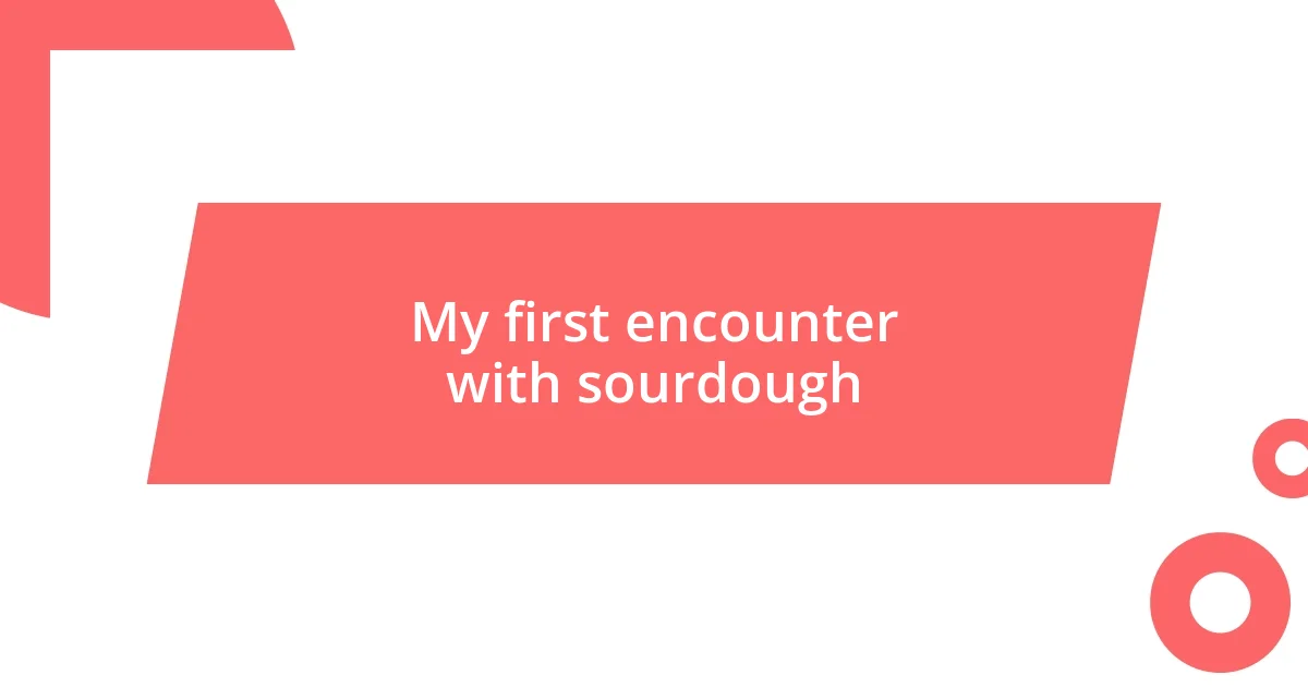 My first encounter with sourdough